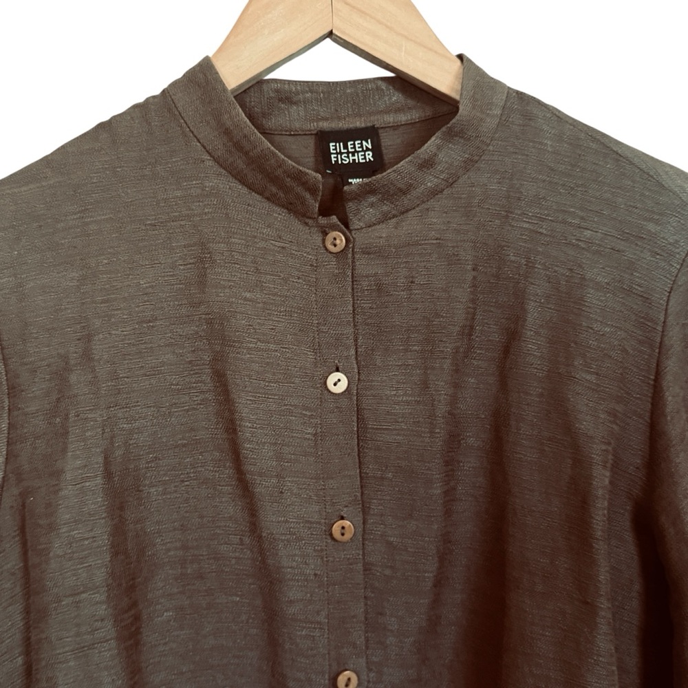 Eileen Fisher Brown Linen Shirt Women’s Size XS - Picture 3 of 11